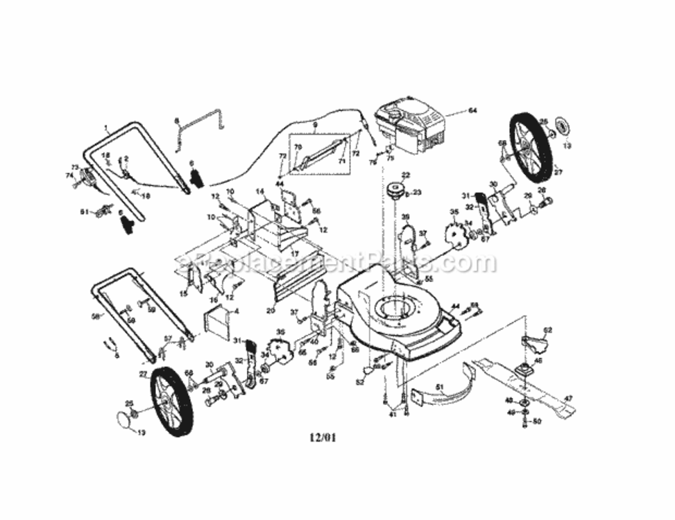 Page A Diagram and Parts List for 917377152  Craftsman Lawn Mower