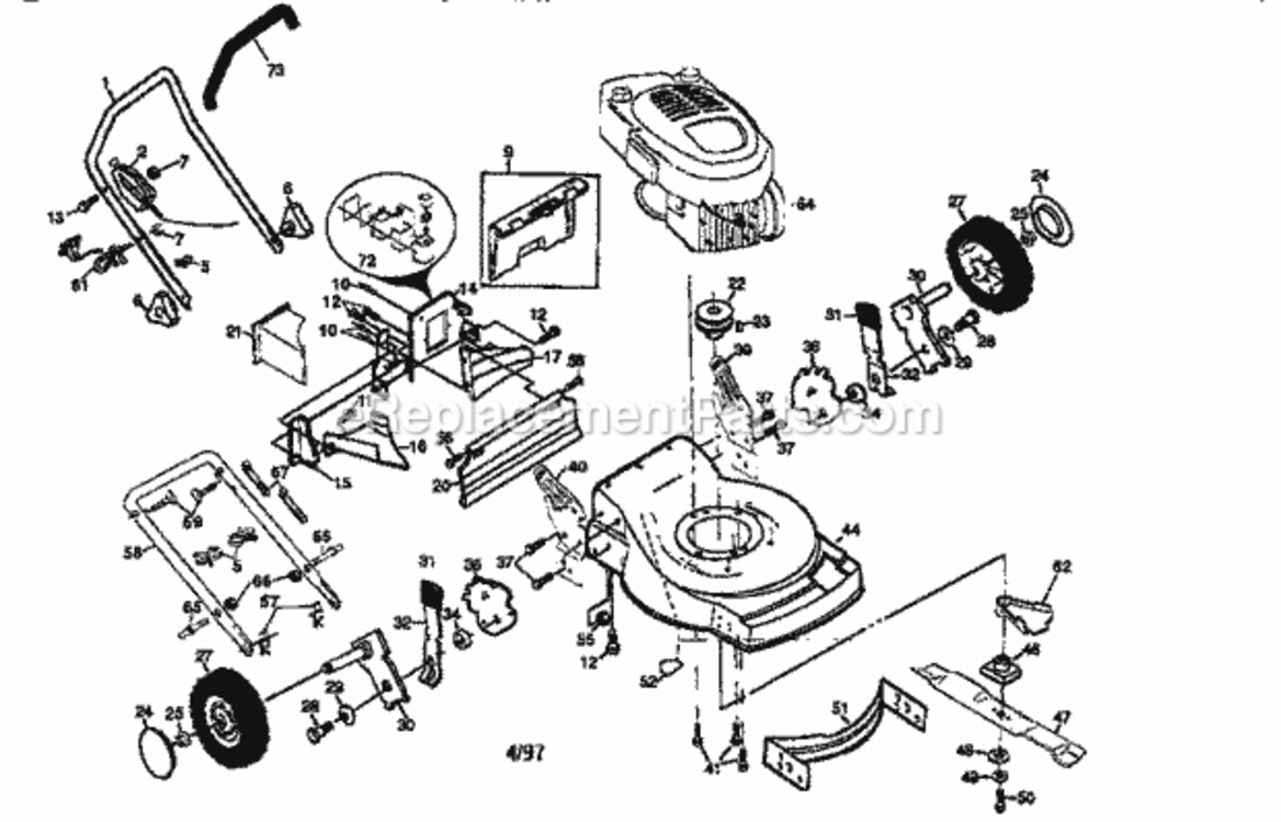 Page A Diagram and Parts List for 917377351  Craftsman Lawn Mower