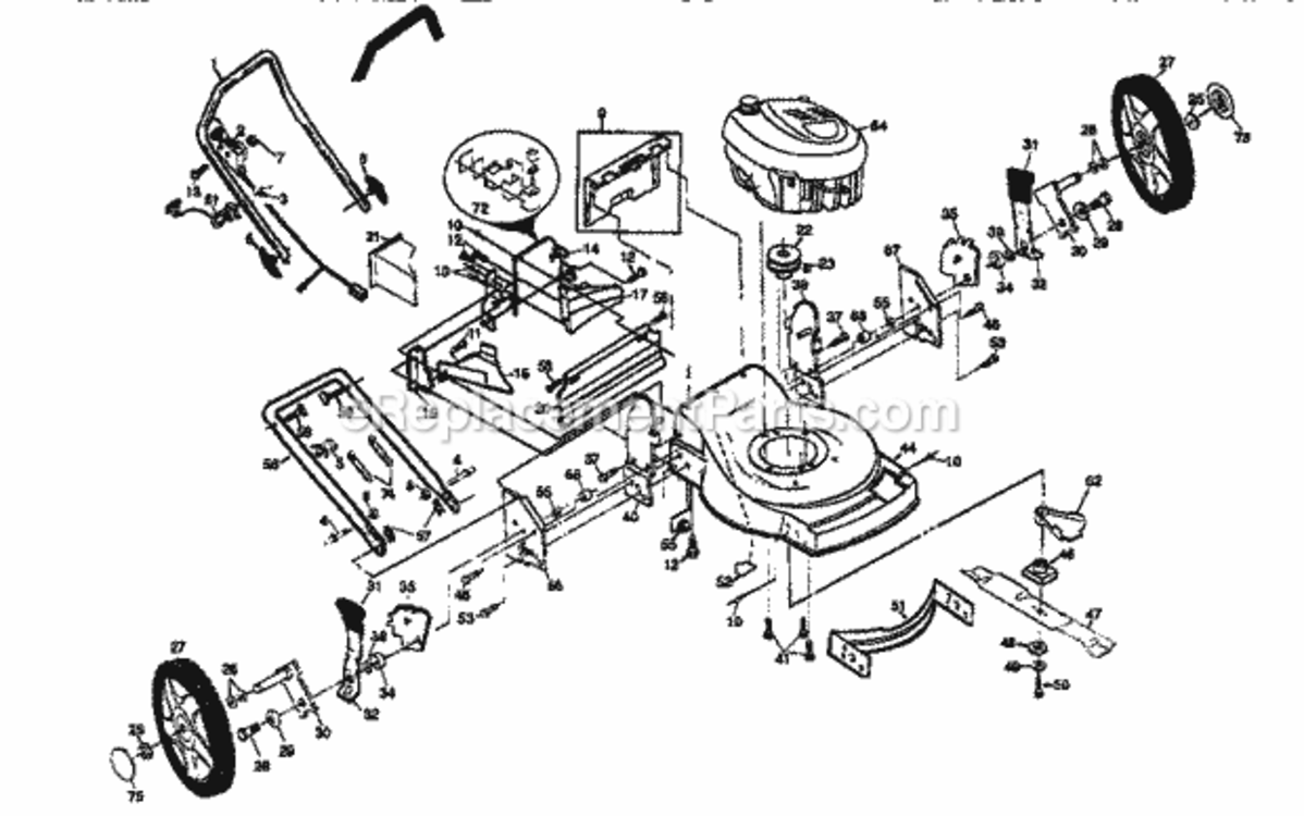 Page C Diagram and Parts List for 917377361  Craftsman Lawn Mower