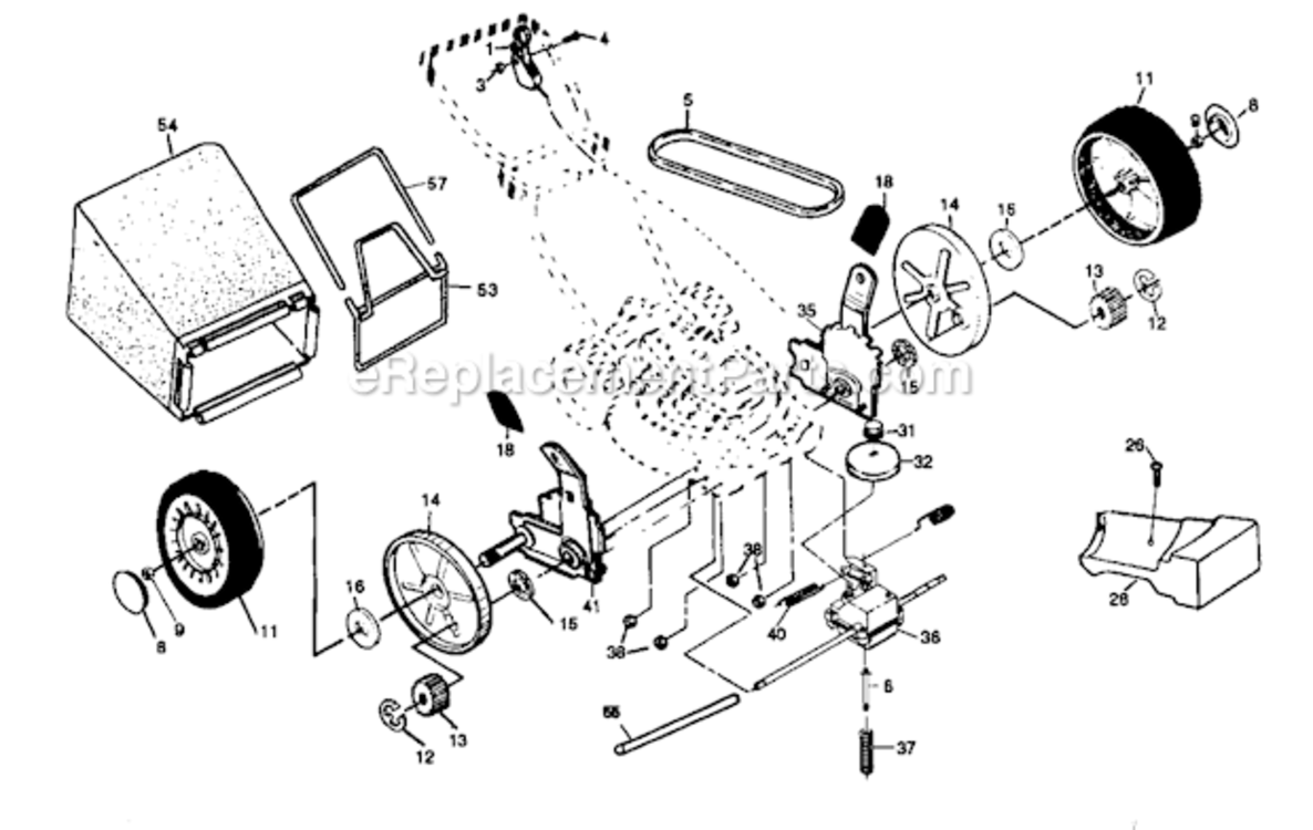 Drive Diagram and Parts List for 917377553  Craftsman Lawn Mower
