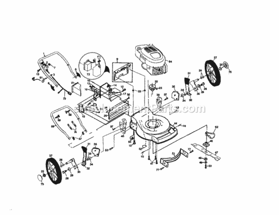 Page B Diagram and Parts List for 917377575  Craftsman Lawn Mower