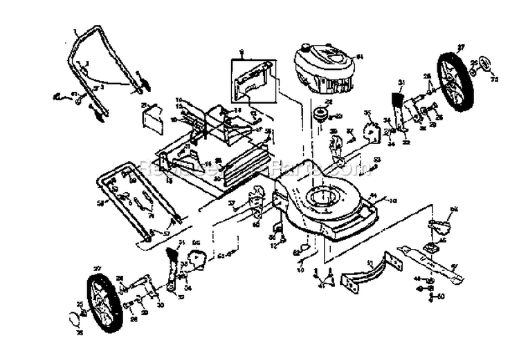 Main Frame Diagram and Parts List for 917377590  Craftsman Lawn Mower