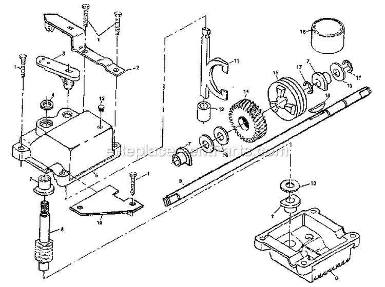 Gear Case Diagram and Parts List for 917377590  Craftsman Lawn Mower