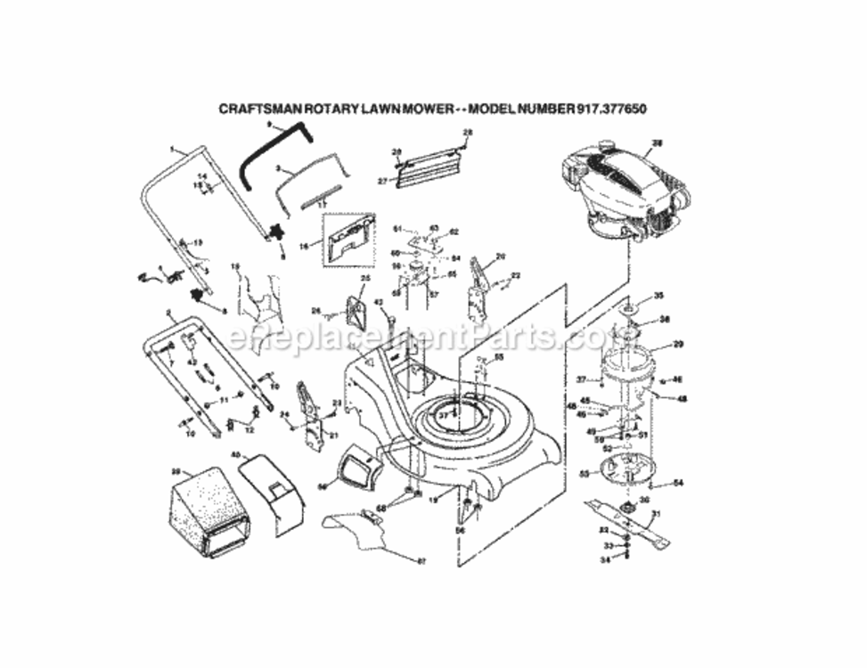 Page A Diagram and Parts List for 917377650  Craftsman Lawn Mower