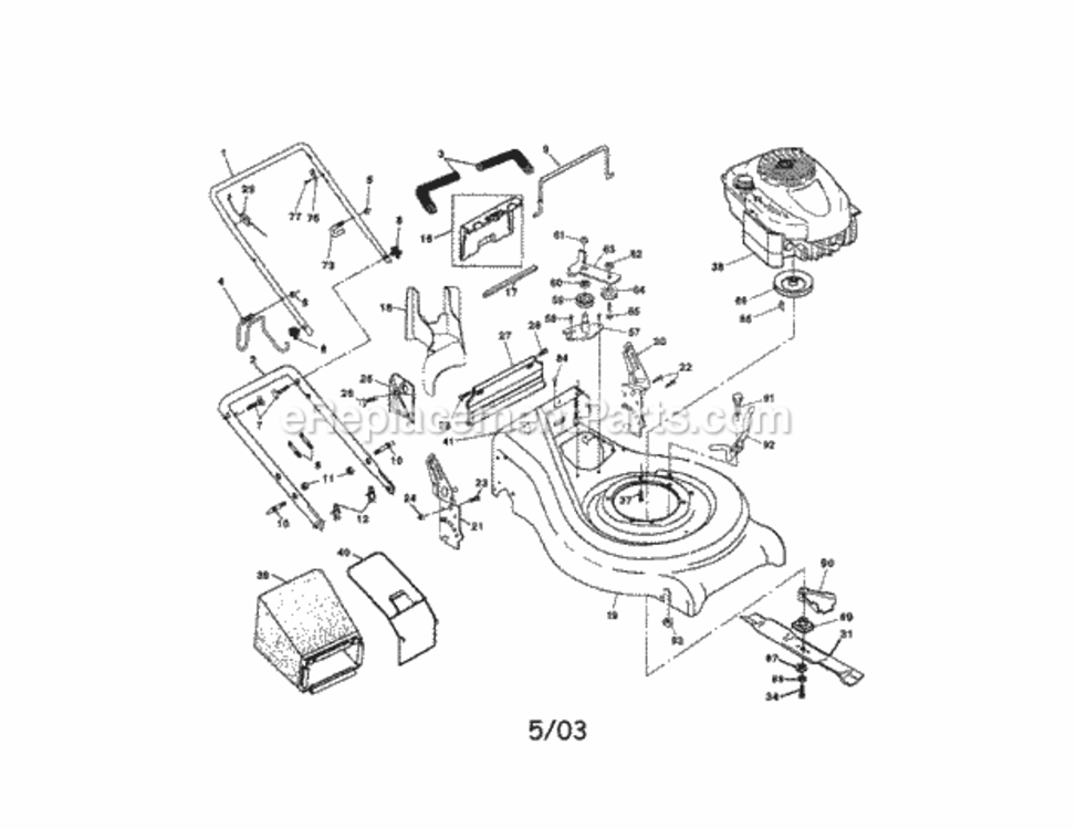 Page A Diagram and Parts List for 917377660  Craftsman Lawn Mower