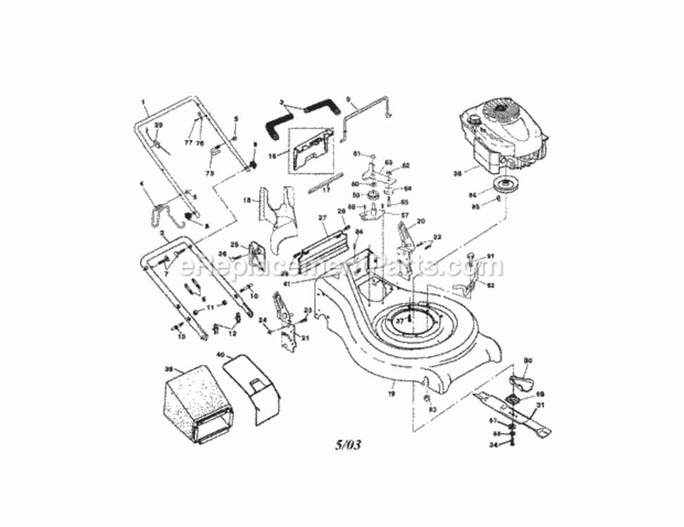 Page A Diagram and Parts List for 917377663  Craftsman Lawn Mower