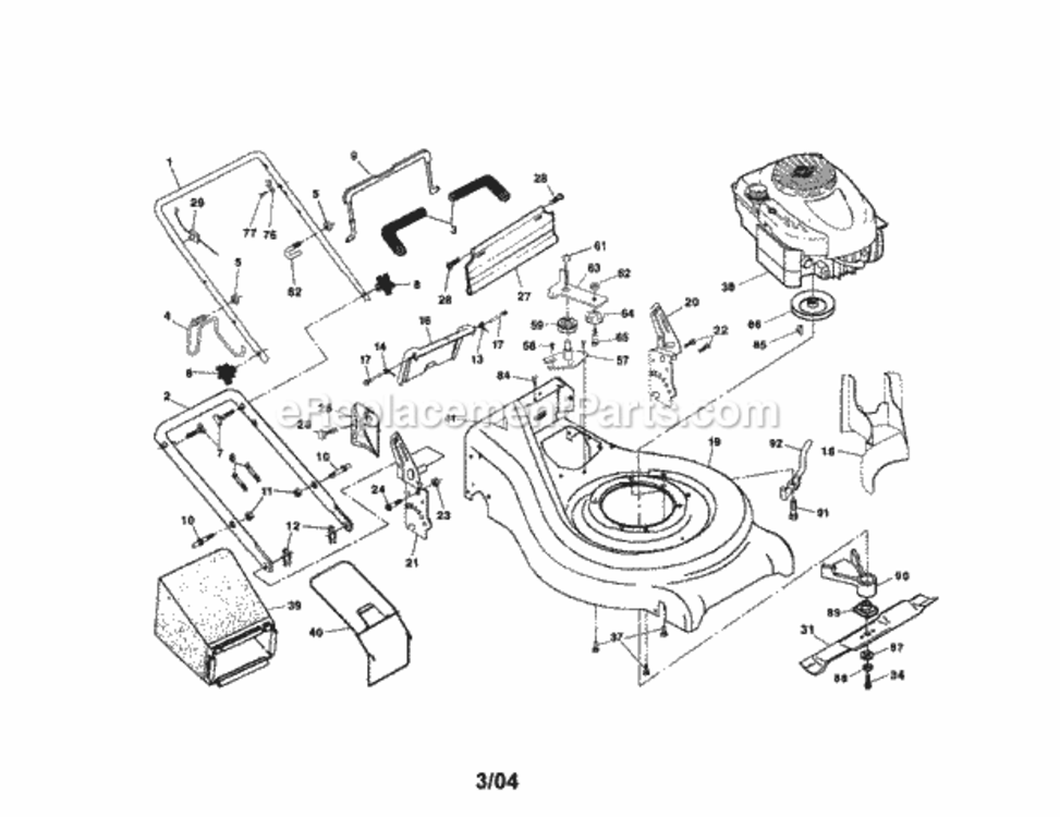 Page A Diagram and Parts List for 917377664  Craftsman Lawn Mower