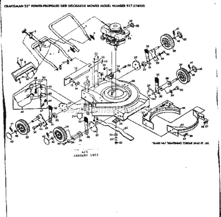 Page A Diagram and Parts List for 917378020  Craftsman Lawn Tractor