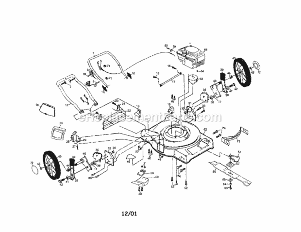 Page A Diagram and Parts List for 917378071  Craftsman Lawn Mower