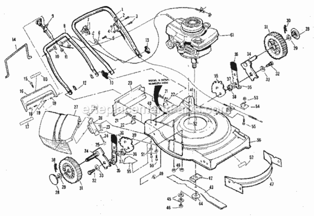 Page A Diagram and Parts List for 917378140  Craftsman Lawn Mower