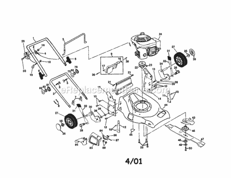 Page A Diagram and Parts List for 917378211  Craftsman Lawn Mower