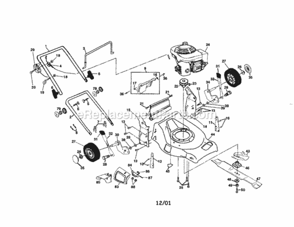 Page A Diagram and Parts List for 917378212  Craftsman Lawn Mower