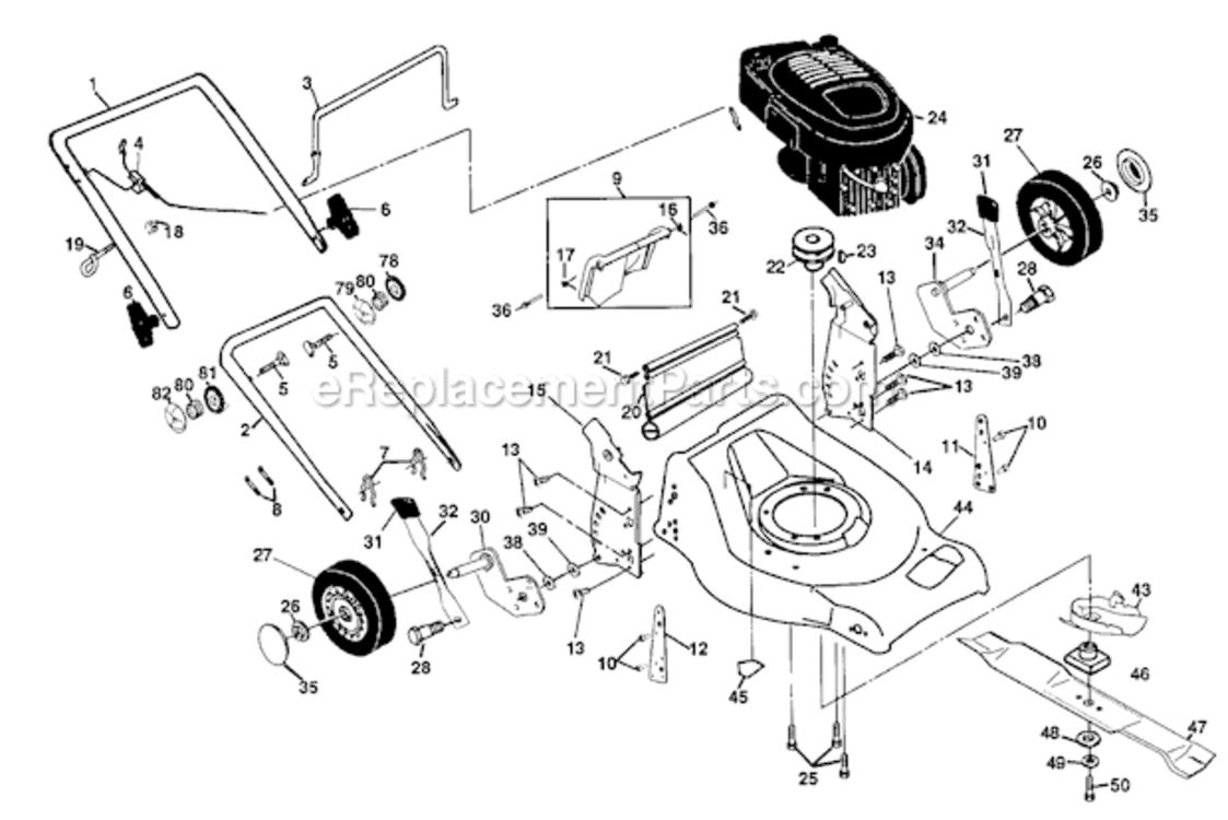 Rotary_Lawn_Mower Diagram and Parts List for 917378410  Craftsman Lawn Mower