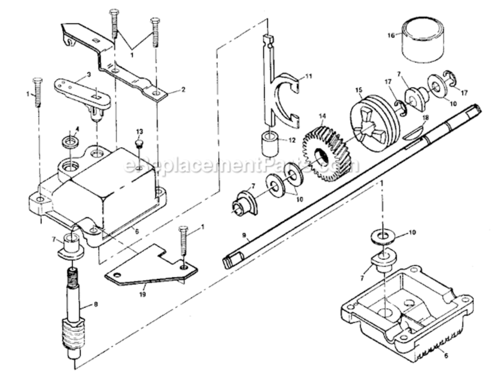 Gearcase_Assembly Diagram and Parts List for 917378410  Craftsman Lawn Mower