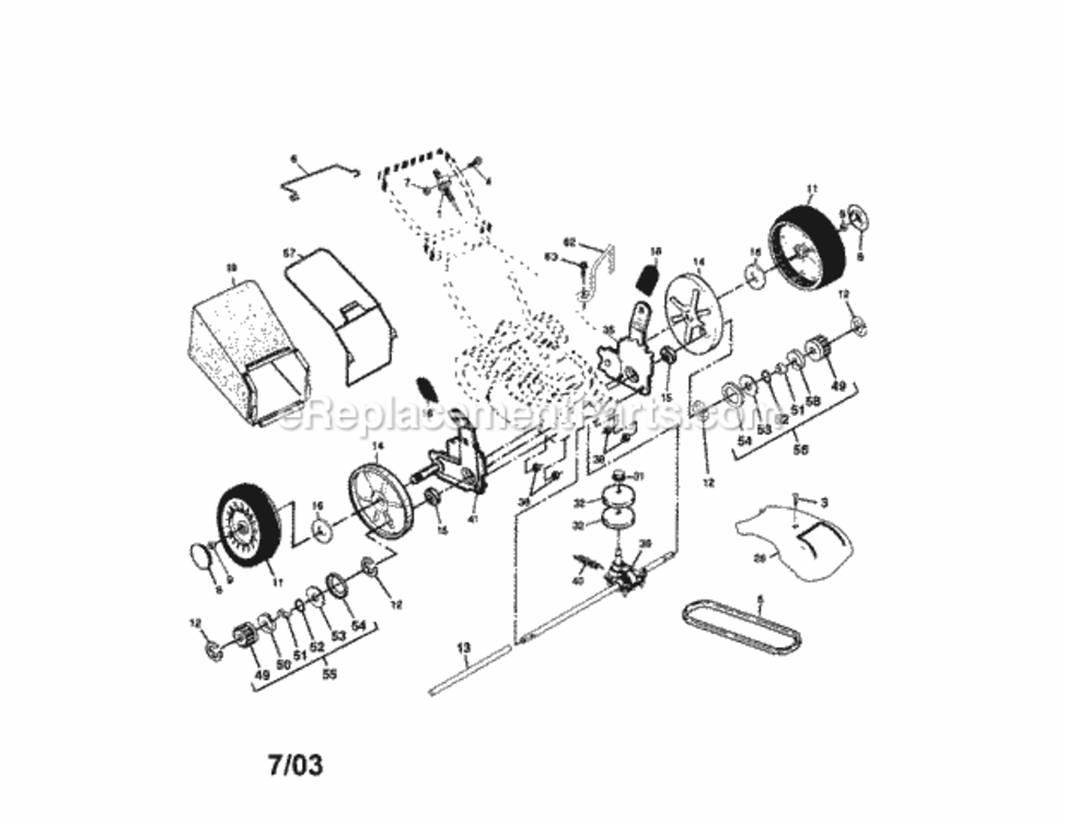 WheelsTiresBags Diagram and Parts List for 917378482  Craftsman Lawn Mower