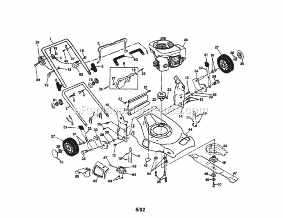 Page A Diagram and Parts List for 917378521  Craftsman Lawn Mower