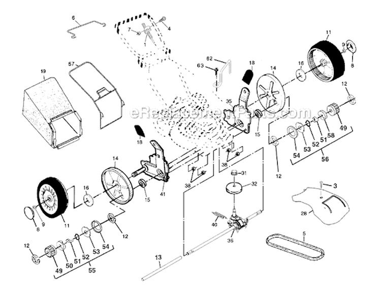 WheelsTiresBag Diagram and Parts List for 917378644  Craftsman Lawn Mower