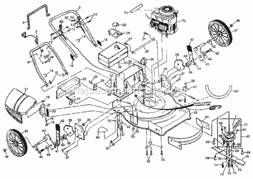 Page A Diagram and Parts List for 917378740  Craftsman Lawn Mower