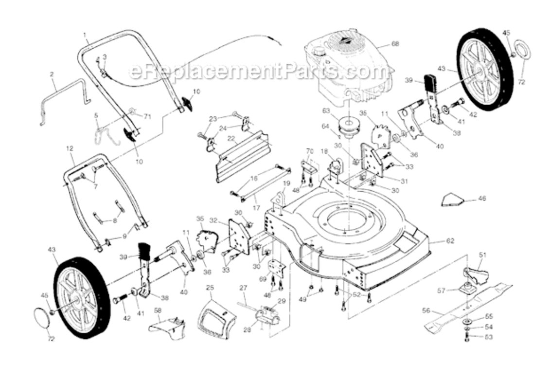 Engine_Housing_Handle Diagram and Parts List for 917379200  Craftsman Lawn Mower