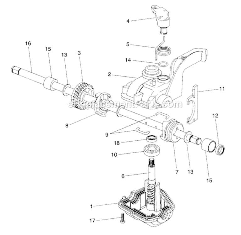 Gearcase_Assembly Diagram and Parts List for 917379200  Craftsman Lawn Mower