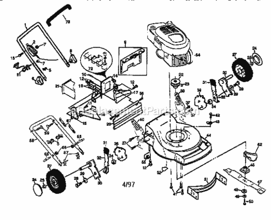 Page A Diagram and Parts List for 917379351  Craftsman Lawn Mower