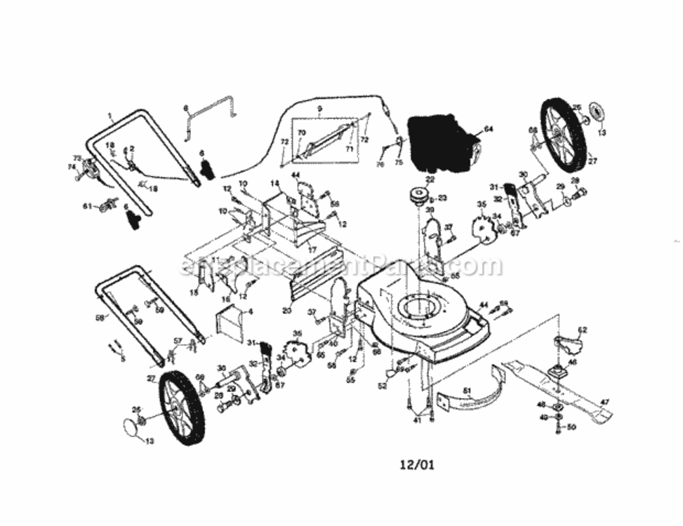 Page A Diagram and Parts List for 917379441  Craftsman Lawn Mower