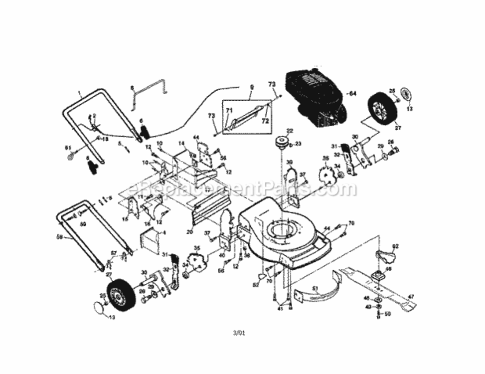 Page A Diagram and Parts List for 917379500  Craftsman Lawn Mower