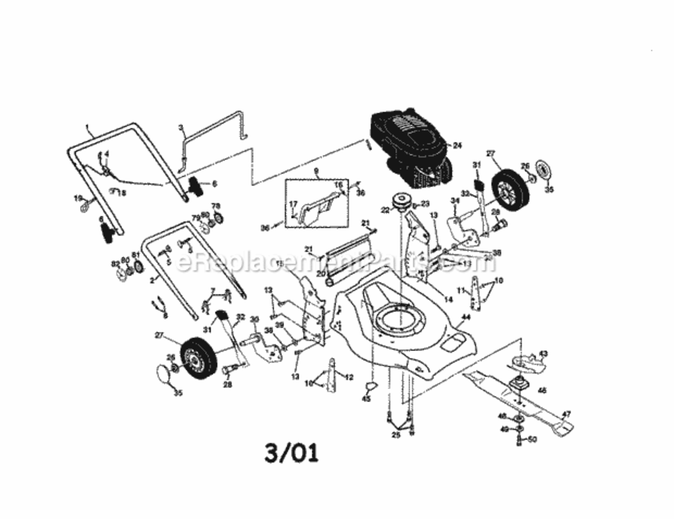 Page A Diagram and Parts List for 917379600  Craftsman Lawn Mower