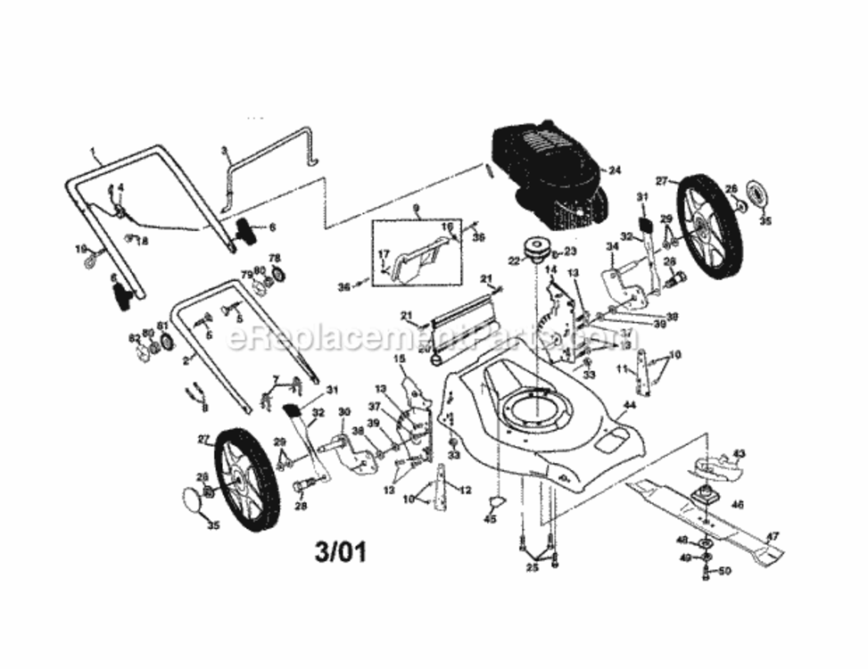 Page A Diagram and Parts List for 917379610  Craftsman Lawn Mower