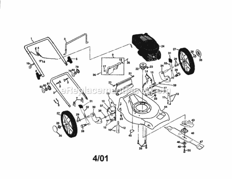 Page A Diagram and Parts List for 917379611  Craftsman Lawn Mower