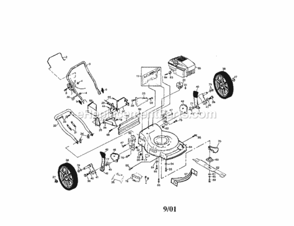 Page A Diagram and Parts List for 917379750  Craftsman Lawn Mower