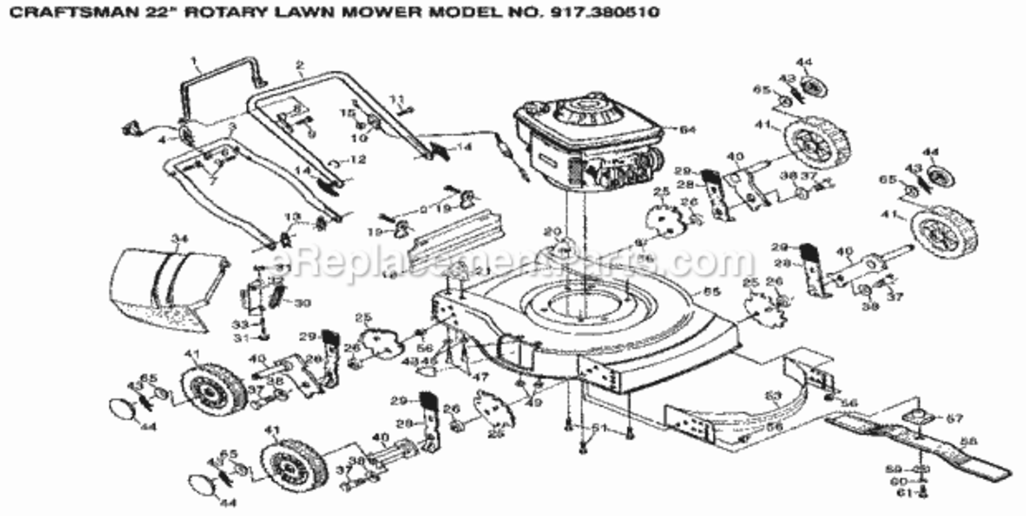 Page A Diagram and Parts List for 917380510  Craftsman Lawn Mower