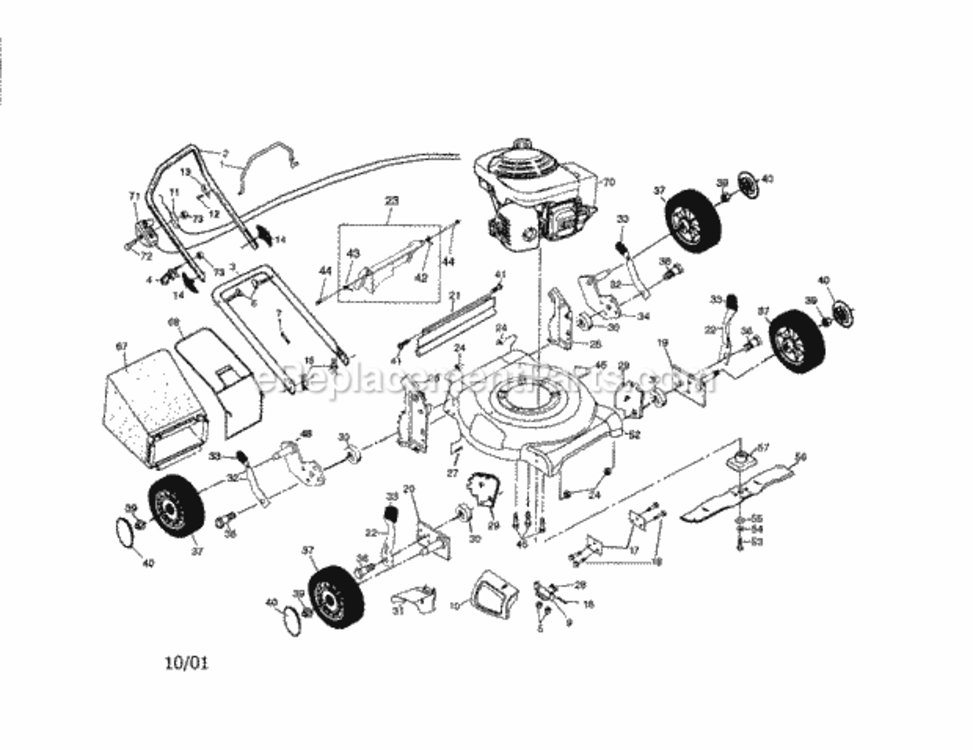 Page A Diagram and Parts List for 917381401  Craftsman Lawn Mower