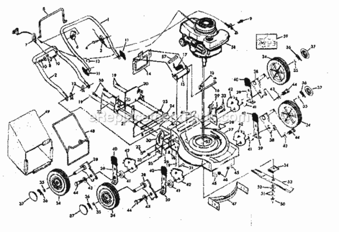 Page A Diagram and Parts List for 917383111  Craftsman Lawn Mower