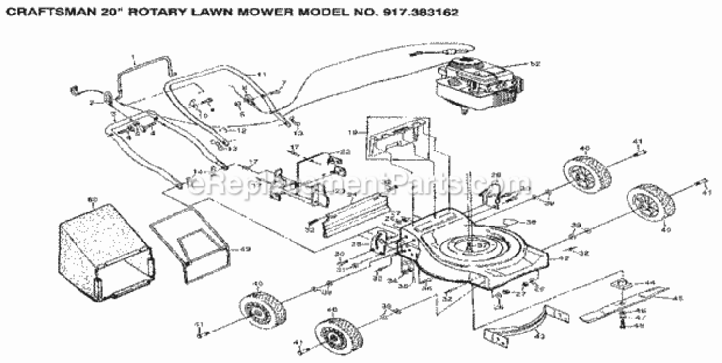 Page A Diagram and Parts List for 917383162  Craftsman Lawn Mower