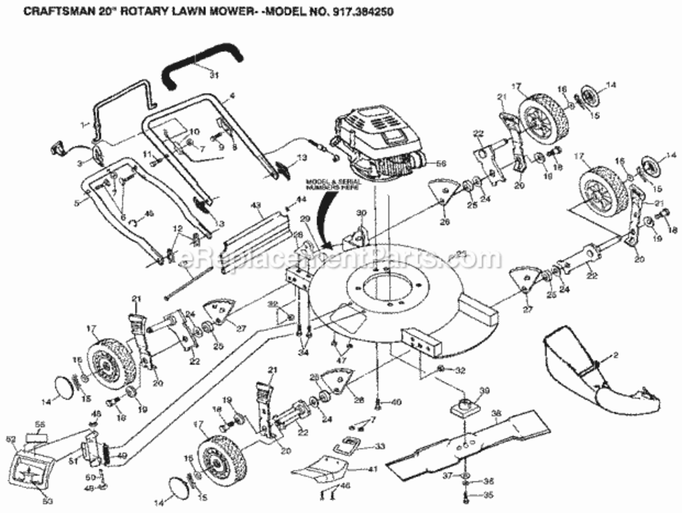 Page A Diagram and Parts List for 917384250  Craftsman Lawn Mower