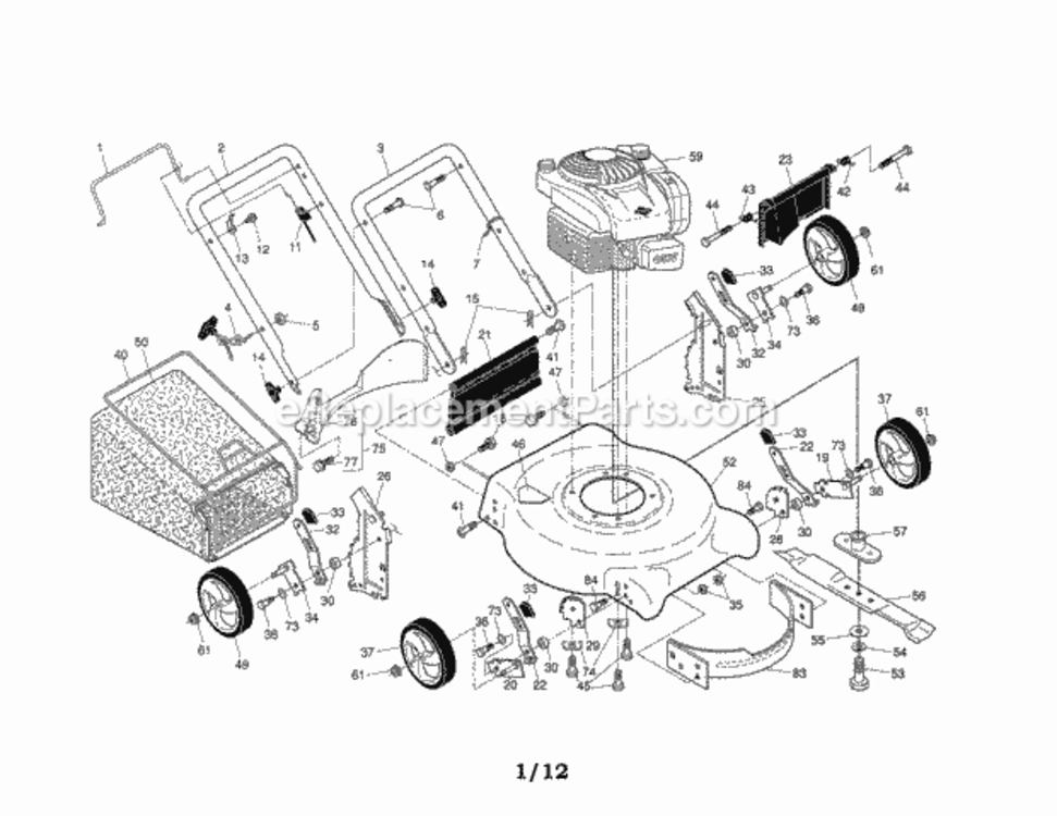 Page A Diagram and Parts List for 917384420  Craftsman Lawn Mower