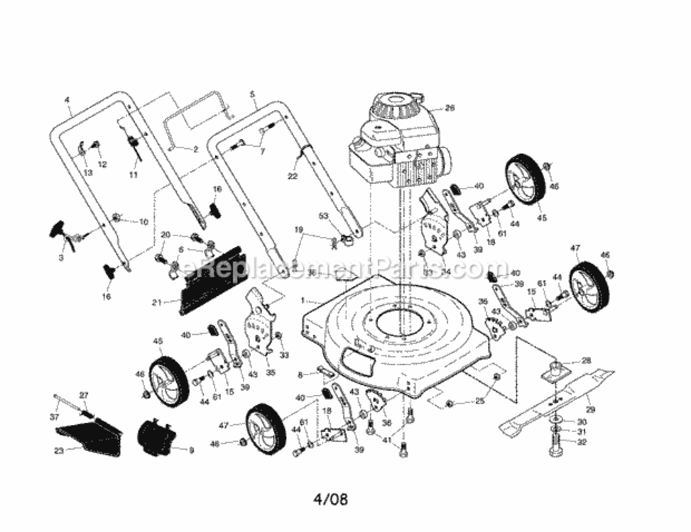 Page A Diagram and Parts List for 917385110  Craftsman Lawn Mower