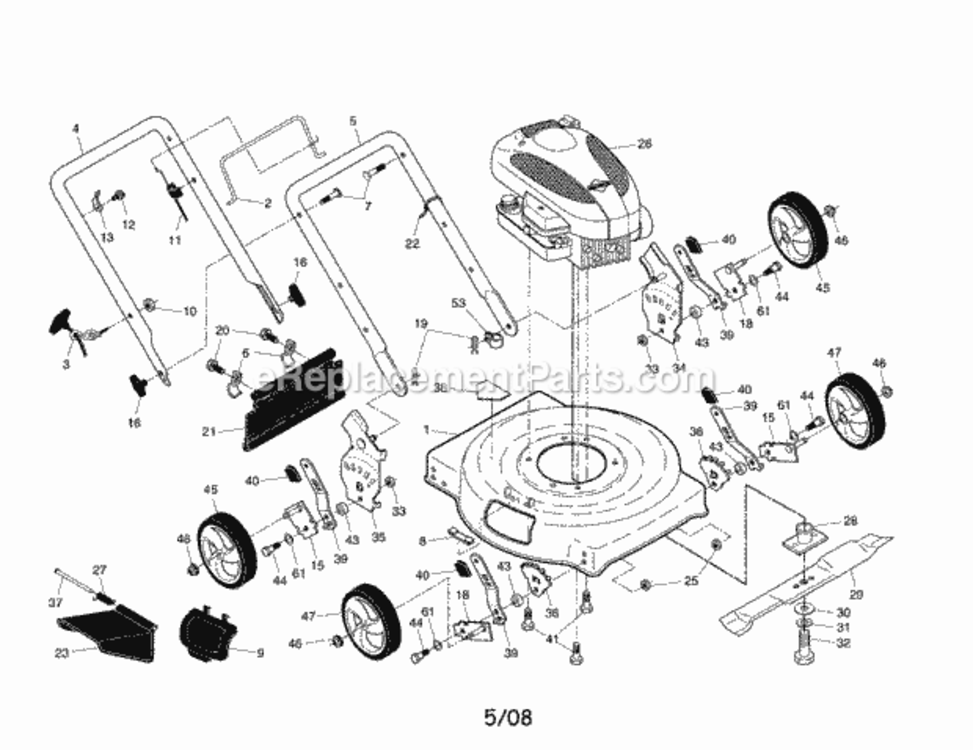 Page A Diagram and Parts List for 917385125  Craftsman Lawn Mower