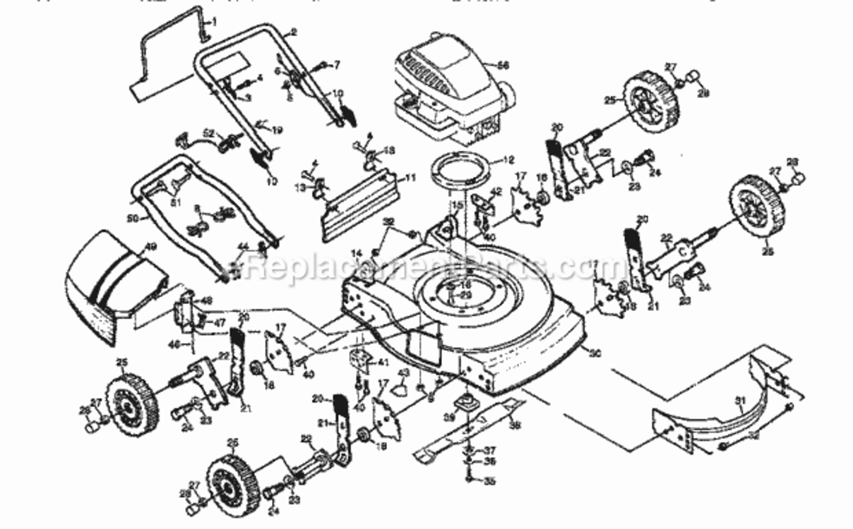 Page A Diagram and Parts List for 917386010  Craftsman Lawn Mower
