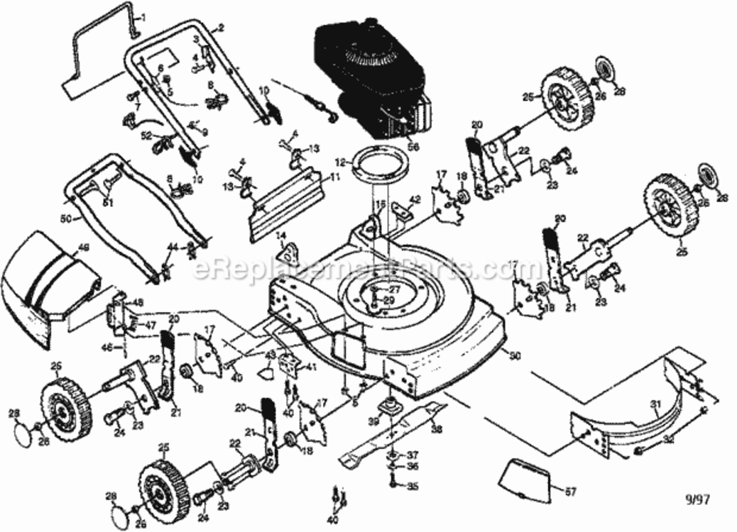 Page A Diagram and Parts List for 917386031  Craftsman Lawn Mower
