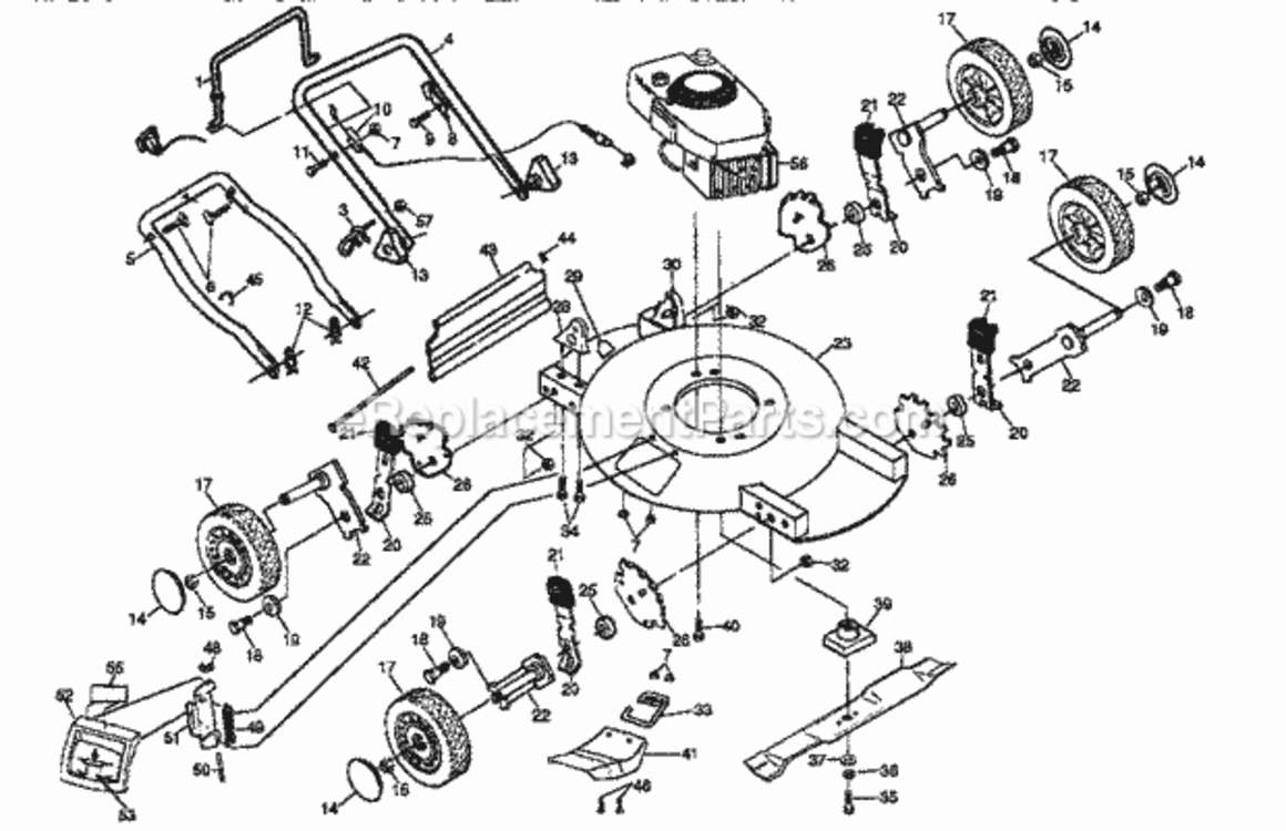 Page A Diagram and Parts List for 917386050  Craftsman Lawn Mower