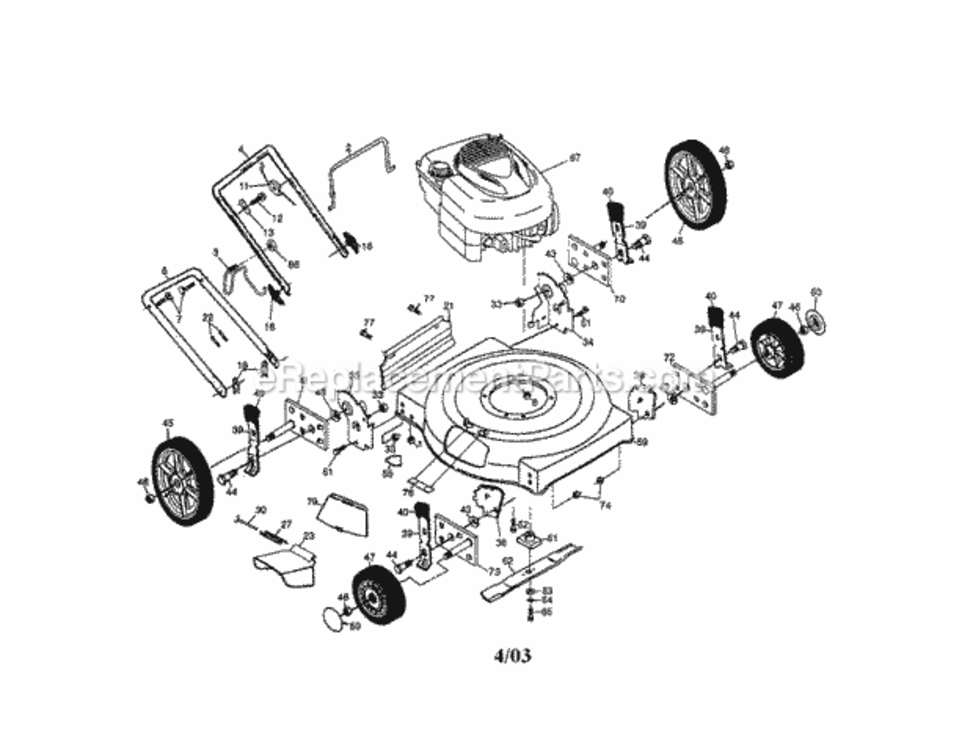 Page A Diagram and Parts List for 917386181  Craftsman Lawn Mower