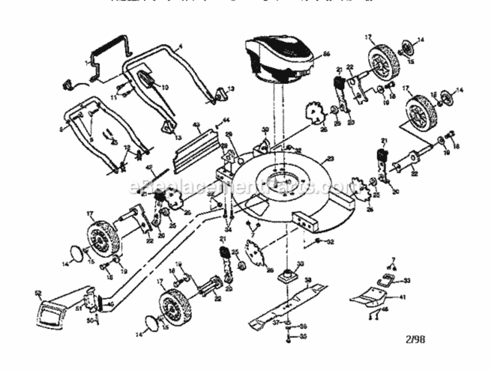 Page A Diagram and Parts List for 917386402  Craftsman Lawn Mower