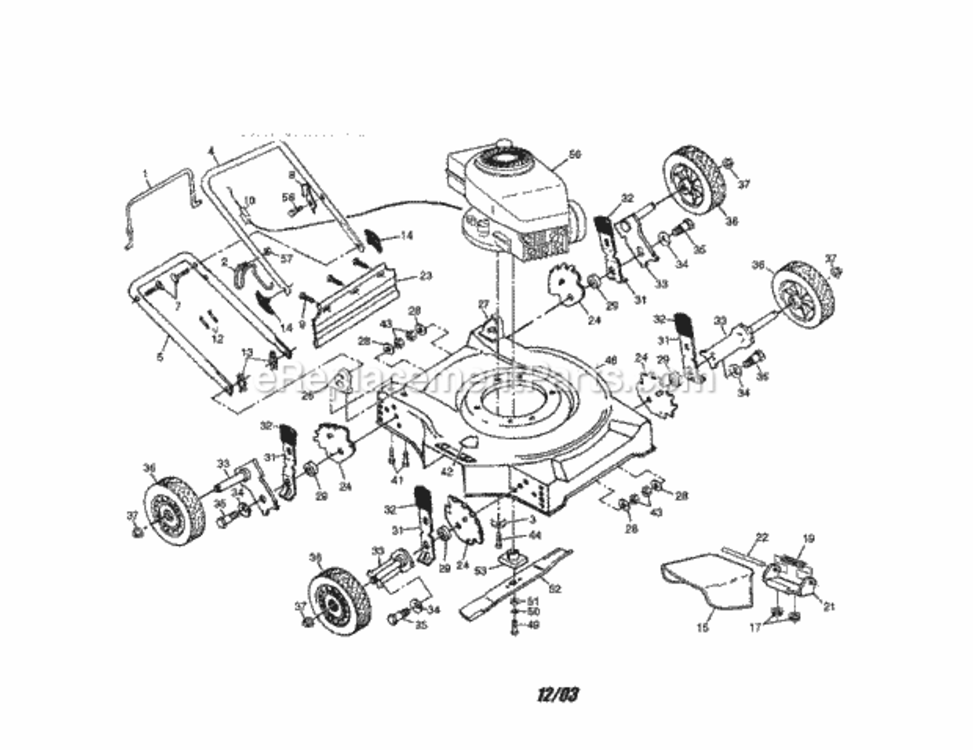 Page A Diagram and Parts List for 917386990  Craftsman Lawn Mower