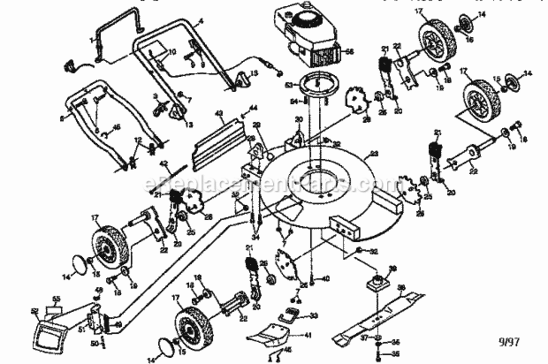 Page A Diagram and Parts List for 917387059  Craftsman Lawn Mower