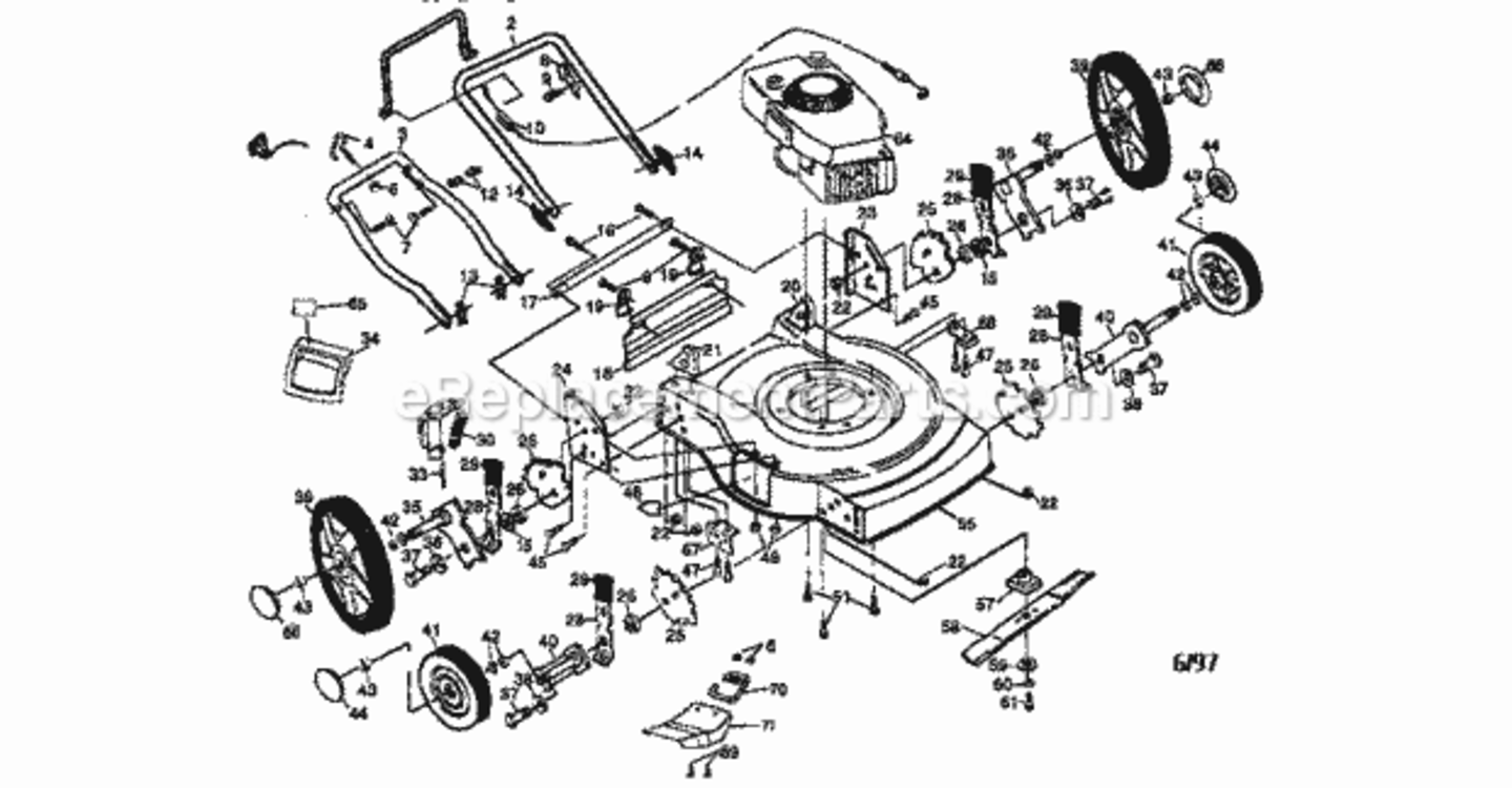 Page A Diagram and Parts List for 917387071  Craftsman Lawn Mower