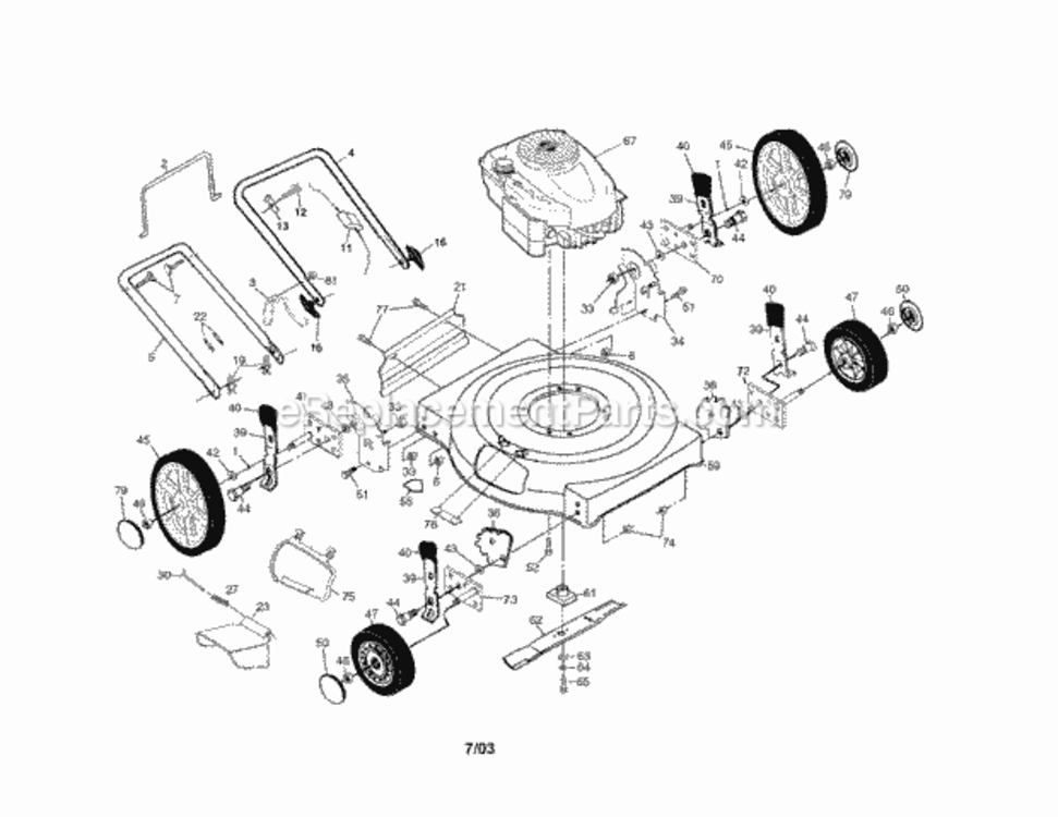 Page A Diagram and Parts List for 917387390  Craftsman Lawn Mower