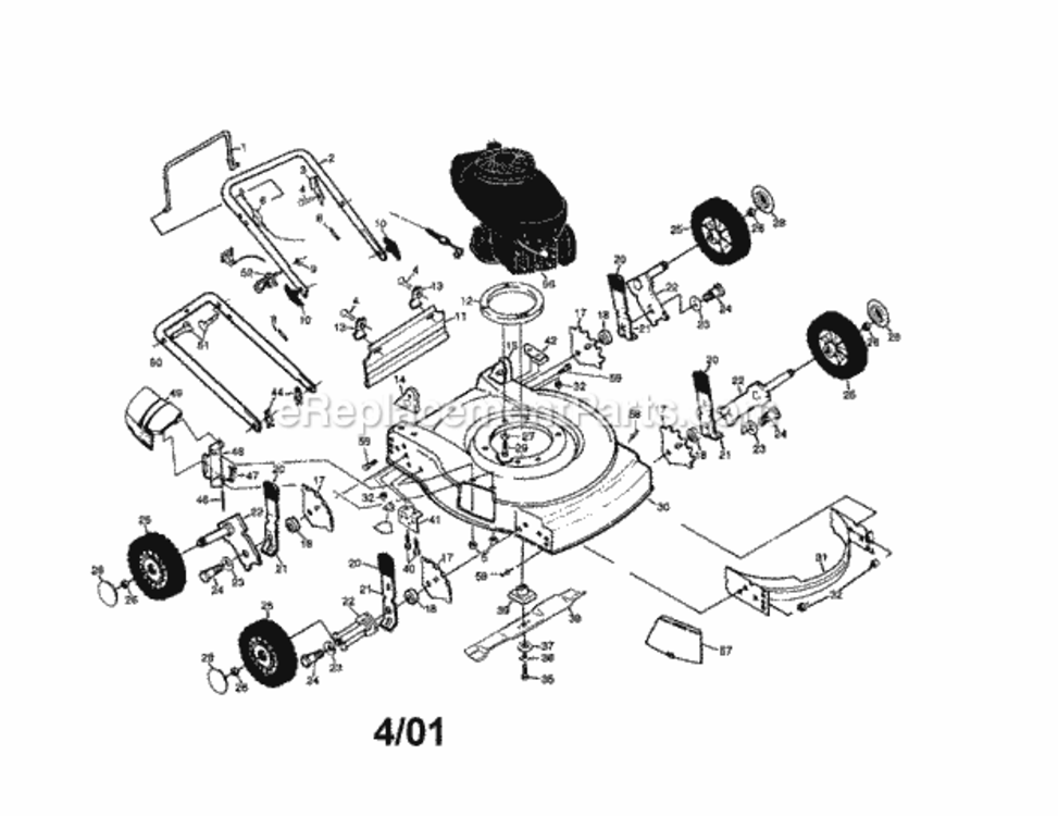 Page A Diagram and Parts List for 917387412  Craftsman Lawn Mower
