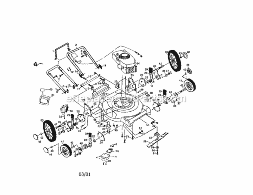Page A Diagram and Parts List for 917387442  Craftsman Lawn Mower